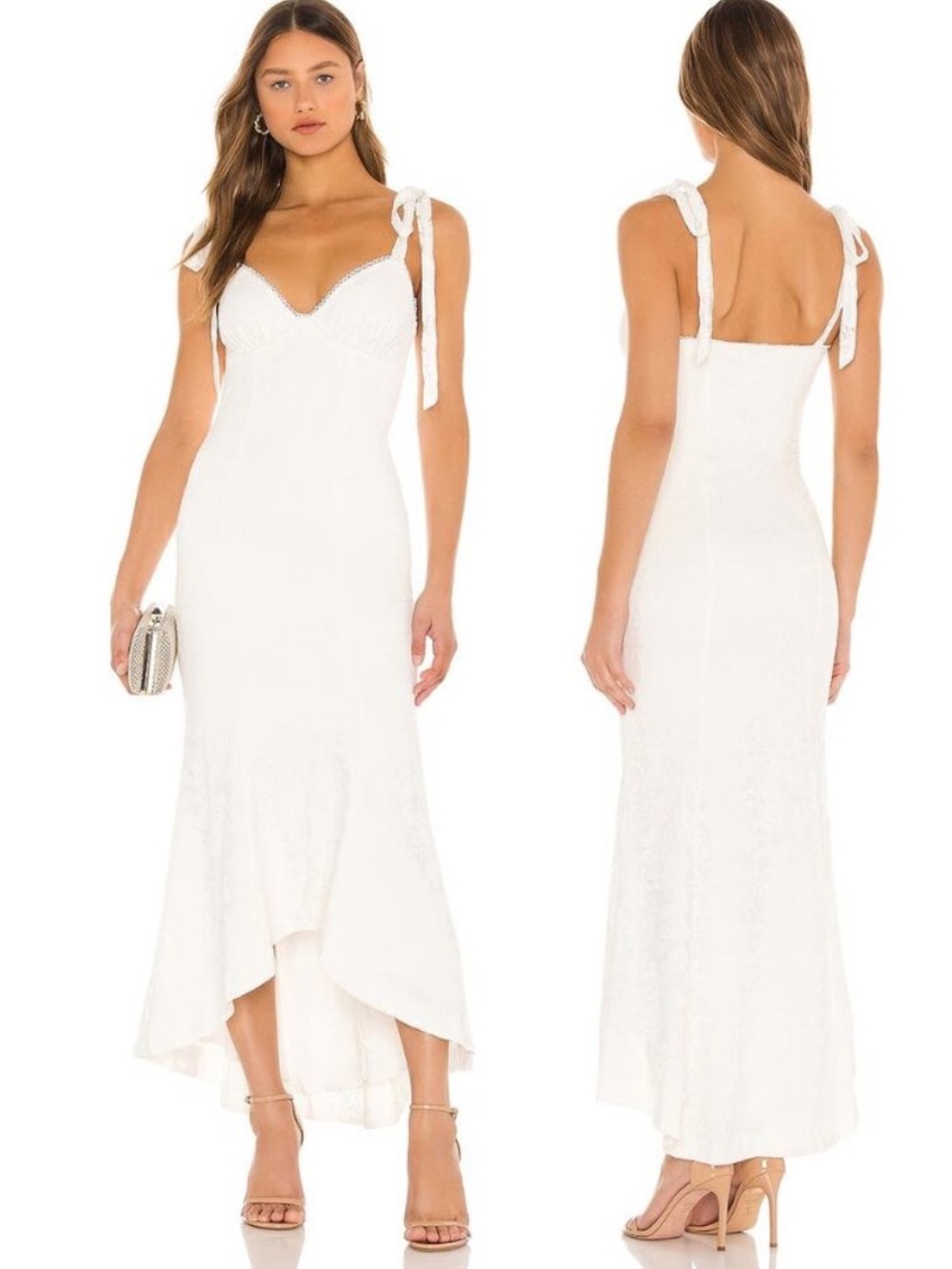 Majorelle Tenleigh White Floral Lace High Low Bridal Cocktail Dress Size M